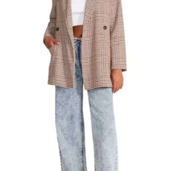 Steve Madden Beige Checkered Blazer - Picture 4 of 7